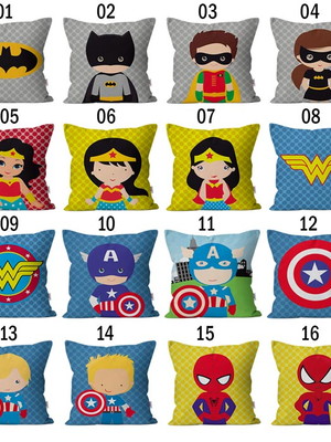 Kit 6 almofadas super heróis baby geek nerd infantil 40x40