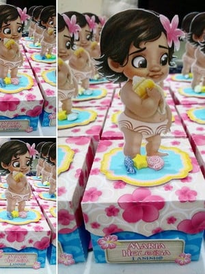 Lembrancinha moana bebê - caixinha quadrada