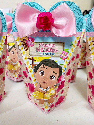 Lembrancinha moana bebê - caixa coração