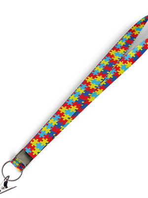 Cordão para crachá quebra cabeça colorido c0429p com jacaré