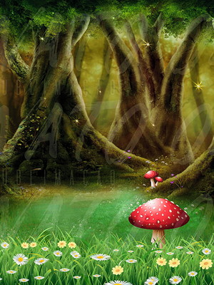 Painel tecido sublimado 3d floresta encantada 071 3x2m