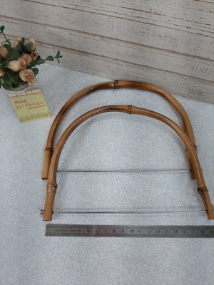 Alça para bolsa de crochê de bambu 19 cm x 17 altura 1 par