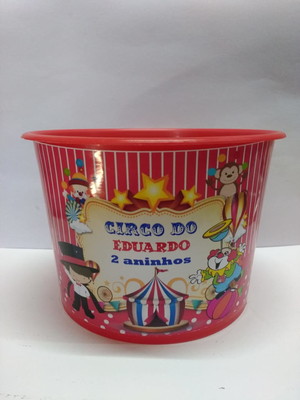 Balde de pipoca circo 20 un em rótulos vinil