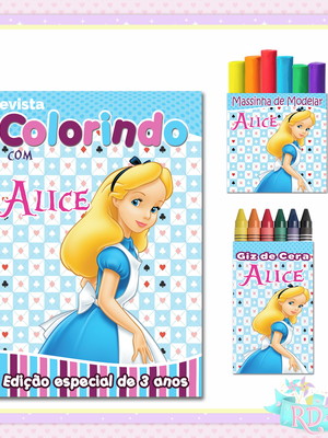 Kit colorir com massinha alice no país das maravilhas