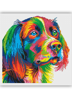 Cão colorido - gráfico ponto cruz