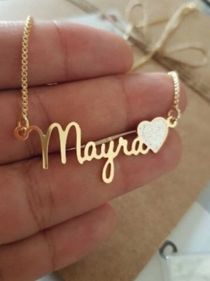 Corrente com nome personalizado infantil banhado ouro 18k