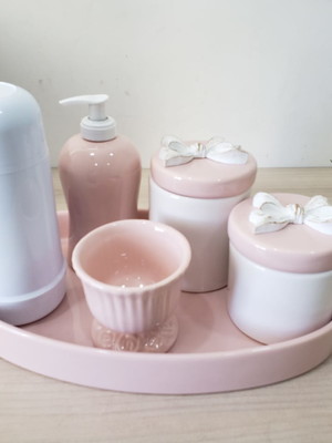 Kit higiene bebe porcelana laço