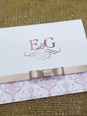 Promoção! convite de casamento com laço rose gold