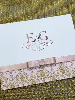 Promoção! convite de casamento com laço rose gold