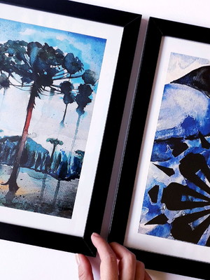 Kit 2 quadros de aquarela - a4 araucária