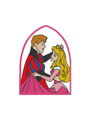 Patch bordado a bela adormecida - princesa aurora e príncipe