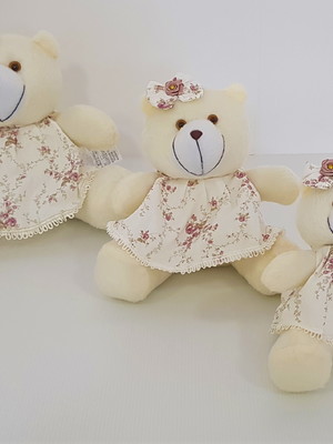 Kit trio ursa milla para nicho pelúcia decoração rose floral