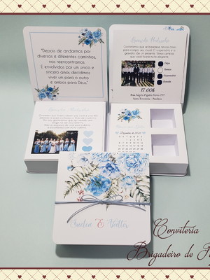 Caixa convite com manual - tropical azul serenity