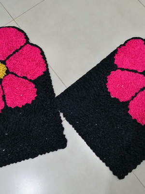 2 tapetes frufru de flor rosa antiderrapante