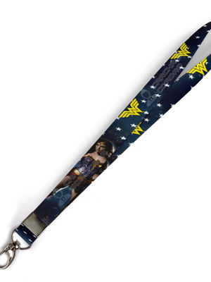 Cordão para crachá mulher maravilha azul c0118p c/ mosquetão