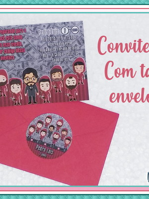 Convite 10x7 com envelope e tag