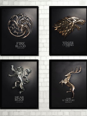 Kit 4 quadros game of thrones