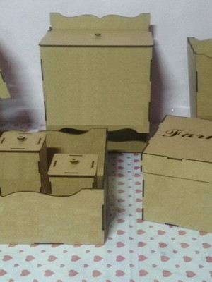 Kit higiene bebê liso mdf cru 8 peças