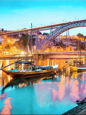 Quadro cidade do porto iluminada