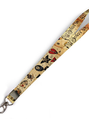 Cordão para crachá tattoo old scholl c0099p com mosquetão
