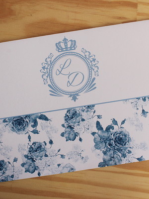 Convite casamento azul serenity floral convite 15 anos