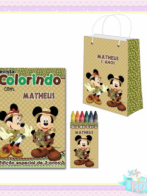 Kit colorir com sacolinha mickey safari