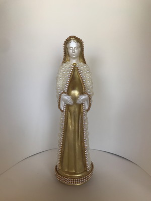 Imagem de nossa senhora grávida 23cm com pérolas