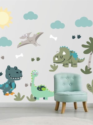 Adesivo de parede infantil dinossauros elementos natureza