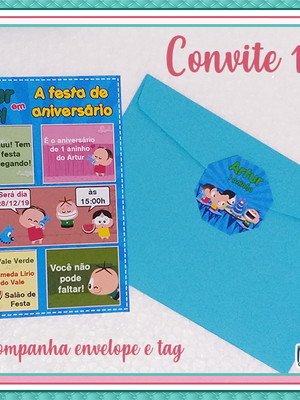 Convite 15x10 com envelope e tag