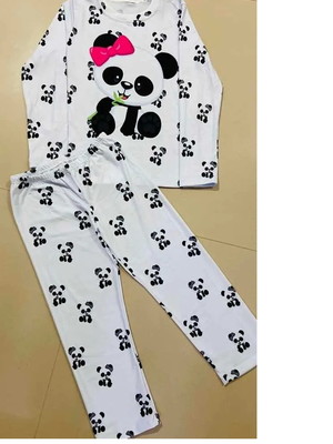 Pijama infantil manga longa panda