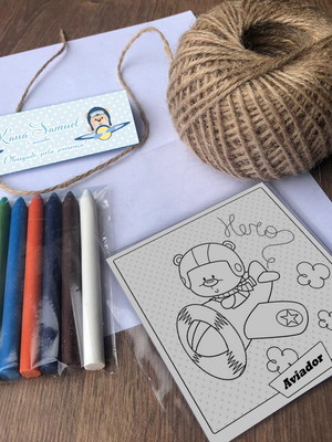 Kit giz de cera urso aviador personalizado