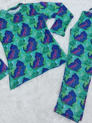 Pijama infantil manga longa dinossauros