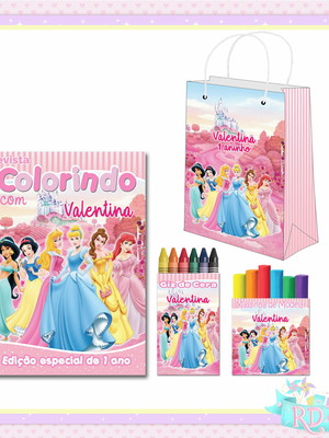 Kit colorir com massinha e sacolinha princesas