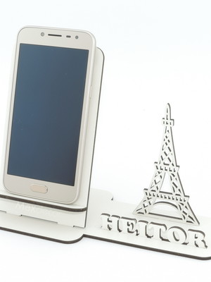 Porta celular personalizado mdf branco display torre eiffel