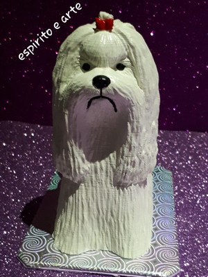 Cão da raça maltês em resina abs impressão 3d