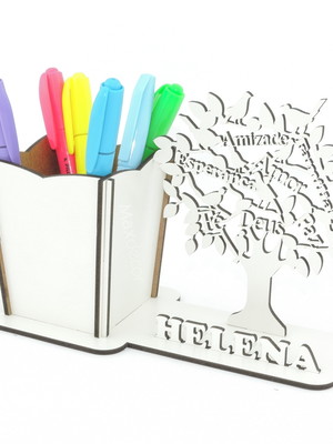 Porta canetas com display personalizado árvore de palavras