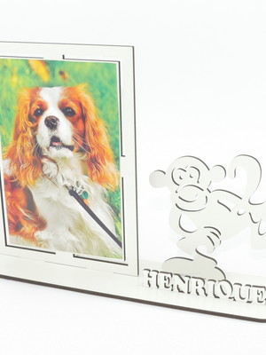 Porta retrato personalizado display mdf branco macaco