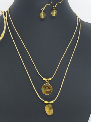 Conjunto signo libra brinco+pulseira+colar | santa palha