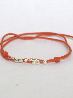 Pulseira órbita laranja regulável em prata 925
