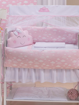 Kit mini berço 40 cm largura 9 peças menina