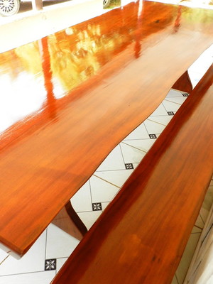 Mesa rustica madeira maciça imbuia 3mx90+2 bancos-10lugares
