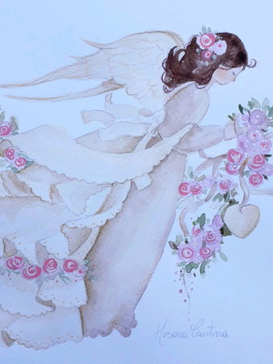 Pintura em aquarela - santo anjo - liquidação