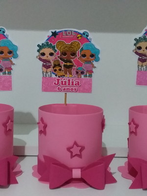 Kit com 10 centro / enfeite de mesa lol surprise - mod 3