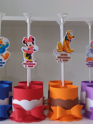 Kit com 10 centro / enfeite de mesa turma do mickey