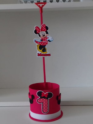 Kit com 10 centro / enfeite de mesa minnie vermelha - mod 2