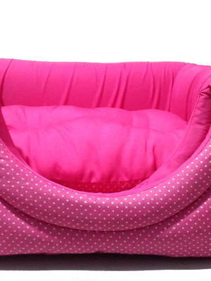 Cama pet 3 em 1 média bolinha rosa/ 45x45 cm