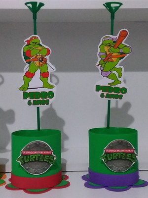 Kit com 10 centro / enfeite de mesa tartarugas ninjas -mod2