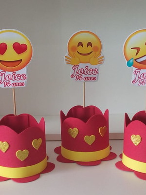 Kit com 10 centro / enfeite de mesa emoji (emoticon)