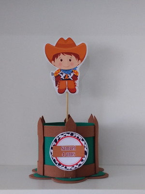 Kit com 10 enfeite de mesa fazendinha menino/menina - mod3