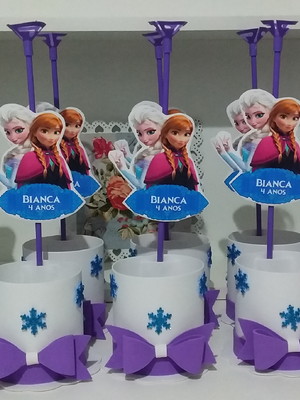 Kit com 10 centro / enfeite de mesa frozen - mod 1